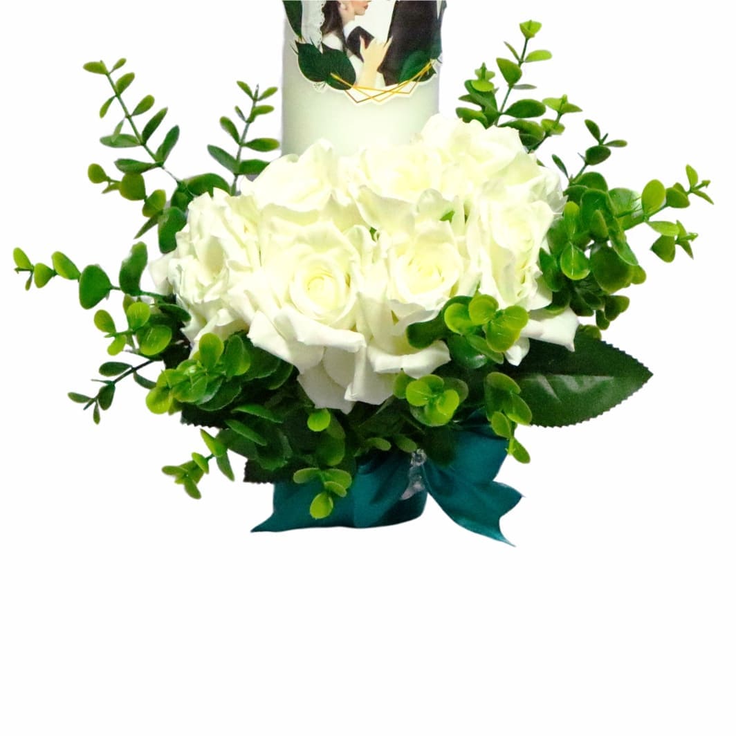 LN013.... Set Lumanari Nunta, Personalizate, Mire Mireasa, 2 Bucati, Verde, 35 cm, LN013 - imagine 4