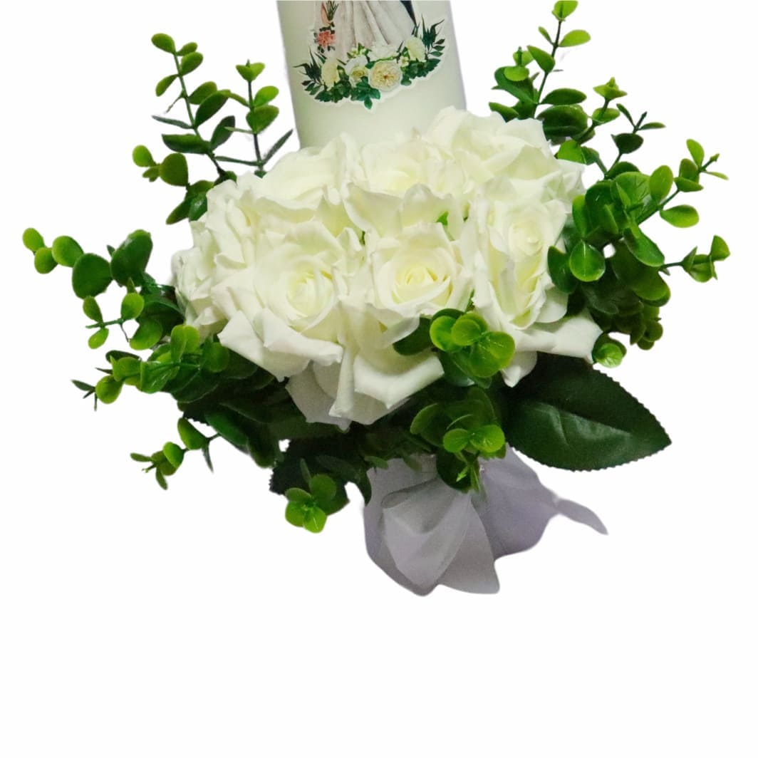 LN016.... Set Lumanari Nunta, Personalizate, Mire Mireasa, 2 Bucati, Alb, 35 cm, LN016 - imagine 4