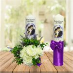 Set Lumanari Nunta, Personalizate, Mire Mireasa, 2 Bucati, Mov, 35 cm, LN022 - imagine 4