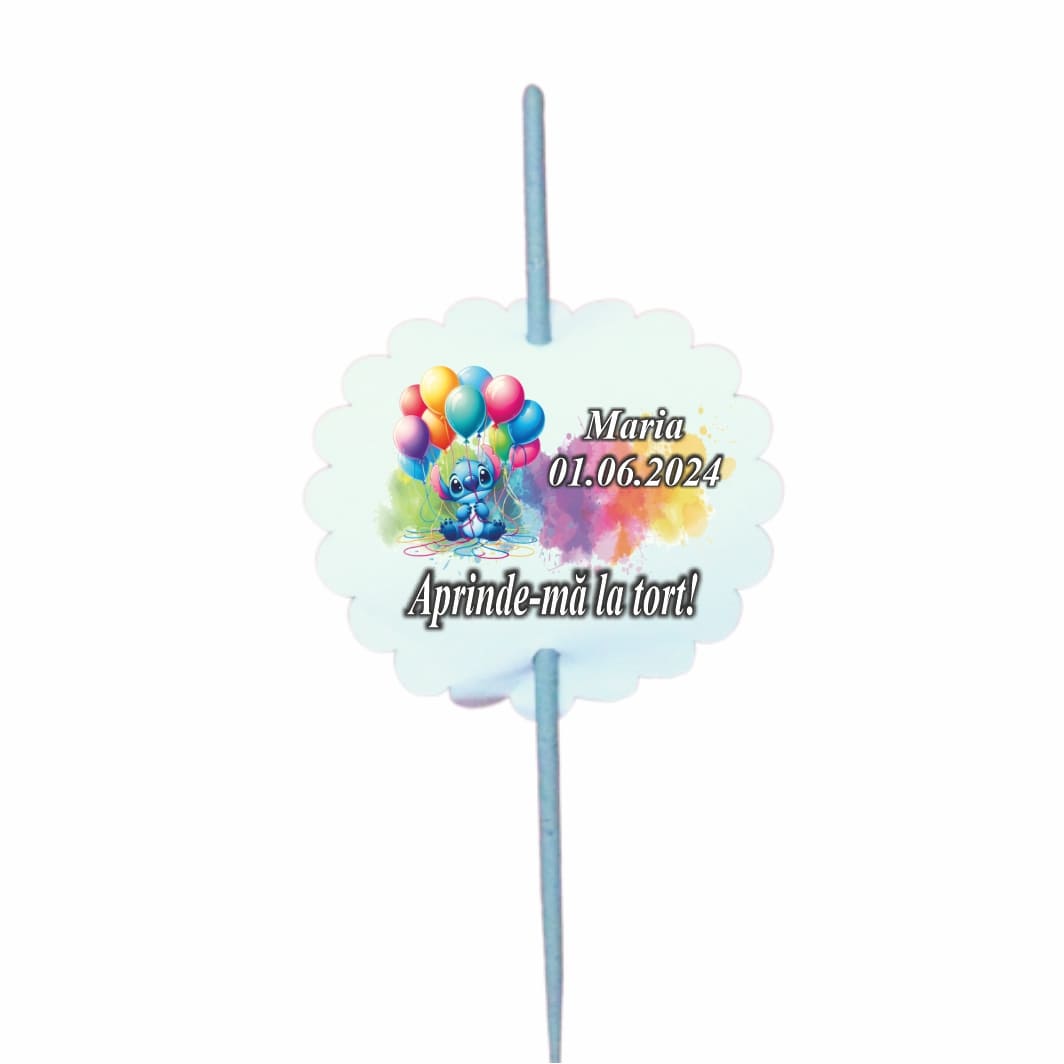 ABF005.. Artificie de Mana Botez, Aprinde-ma la tort, Personalizat, Stitch,  ABF005, 25cm - imagine 2