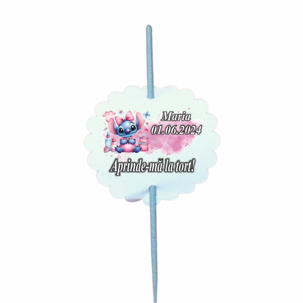 ABF007.. Artificie de Mana Botez, Aprinde-ma la tort, Personalizat, Stitch,  ABF007, 25cm - imagine 2
