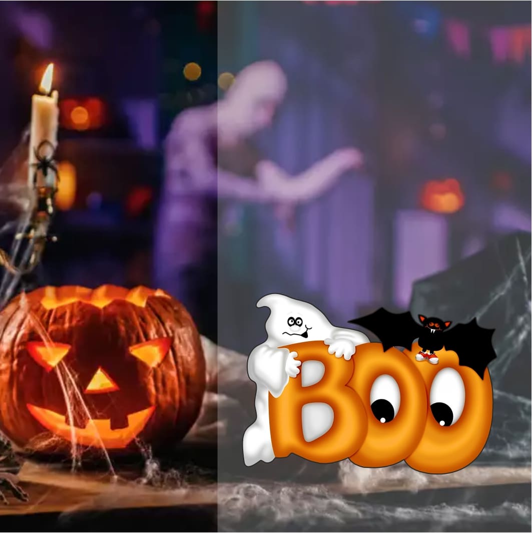 DH090.. Decoratiune de Halloween, Boo, Portocaliu, 30x20 cm, DH090 - imagine 3