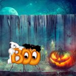 Decoratiune de Halloween, Boo, Portocaliu, 30x20 cm, DH090 - imagine 2