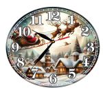 Ceas Craciun , Lemn, 40cm, Multicolor, CCRUV006 - imagine 4