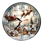 Ceas Craciun , Lemn, 40cm, Multicolor, CCRUV006 - imagine 5