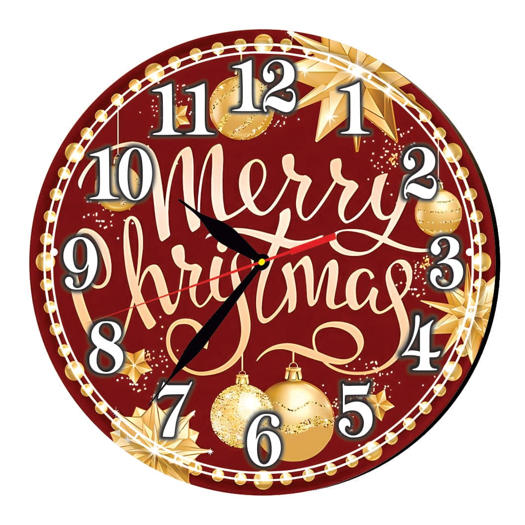 CCRUV009. Ceas Craciun , Lemn, 40cm, Multicolor, CCRUV009 - imagine 5