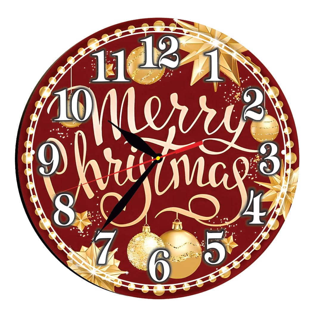 CCRUV009 Ceas Craciun , Lemn, 40cm, Multicolor, CCRUV009 - imagine 1