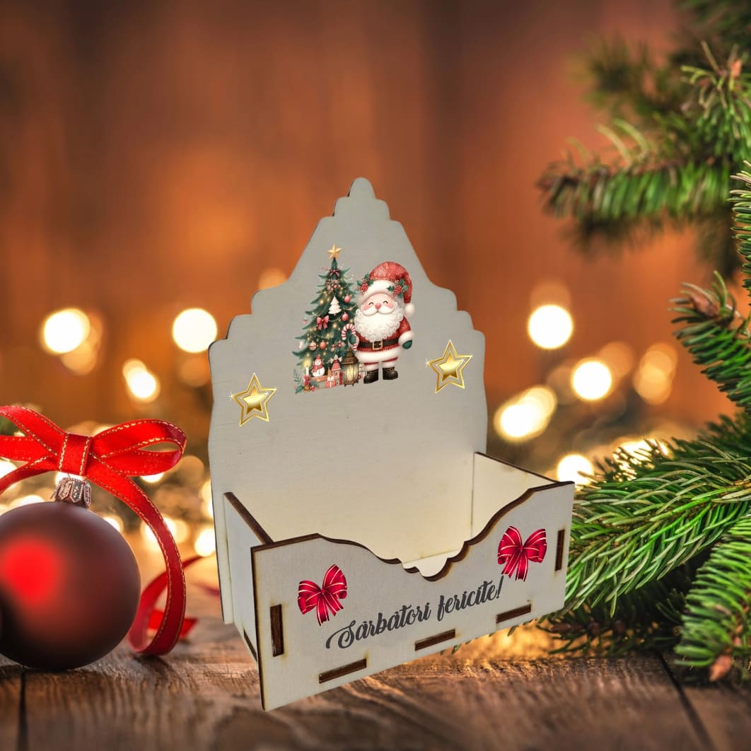 CCUV008... Cutii lemn aranjamente florale Craciun, Multicolor, CCUV008 - imagine 4