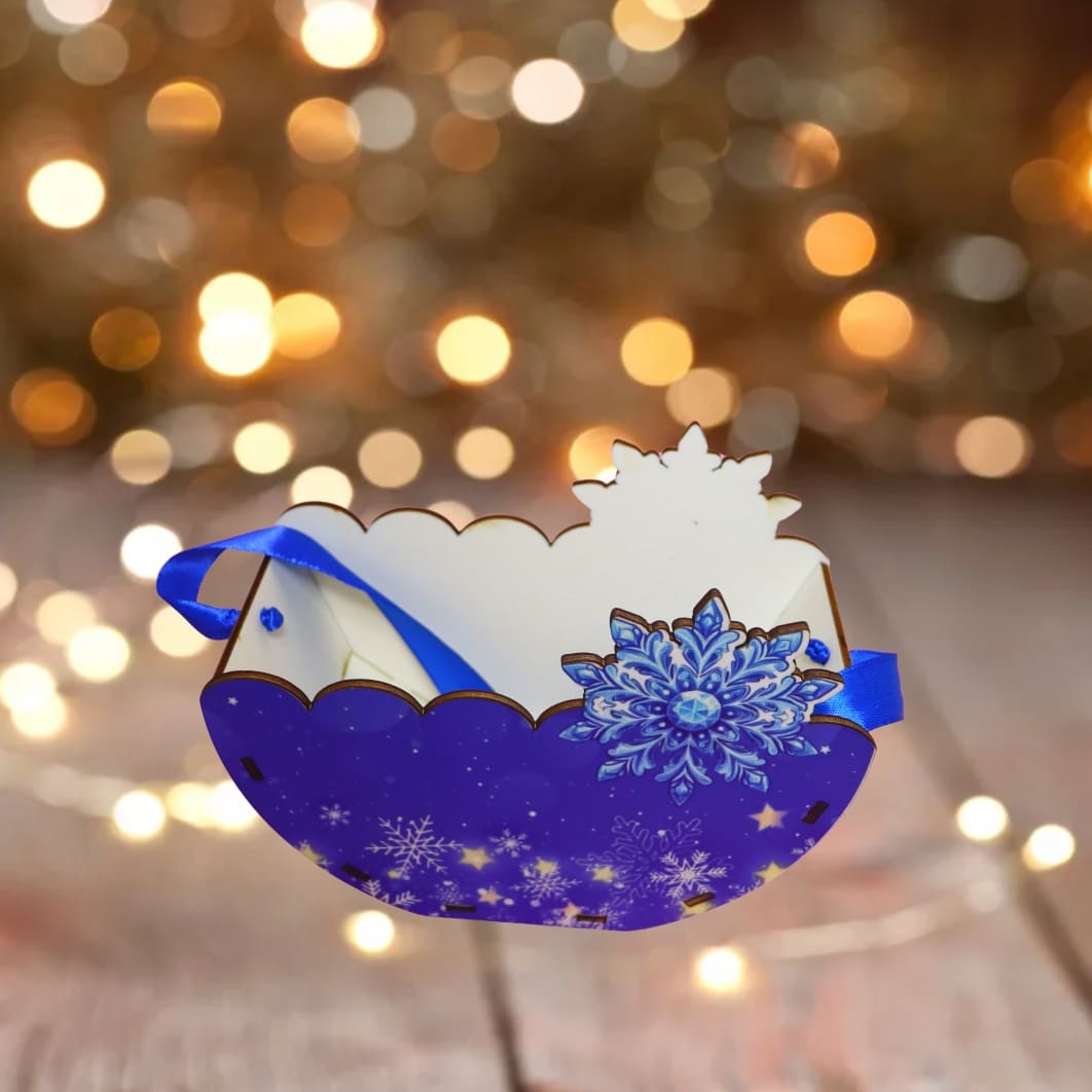 CCUV013.... Cutie lemn aranjamente florale Craciun, Multicolor, 20x10x14 cm, CCUV013 - imagine 3