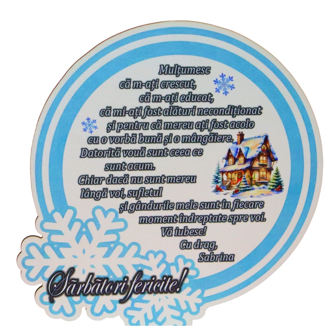 DCCRUV004... Decoratiune de Craciun, Parinti, Lemn, 19x19 cm, DDCCRUV004 - imagine 2