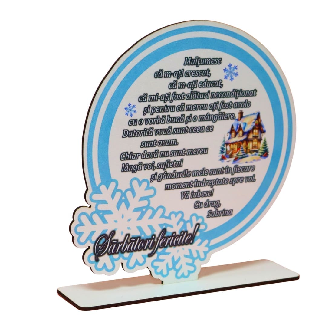 DCCRUV004. Decoratiune de Craciun, Parinti, Lemn, 19x19 cm, DDCCRUV004 - imagine 3