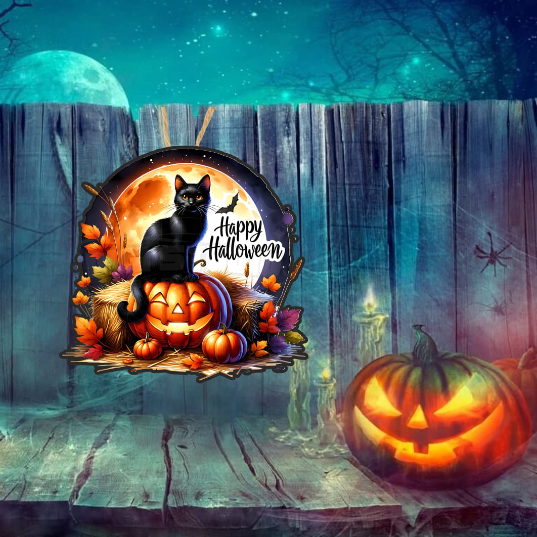 DH106. Decoratiune de Halloween, Happy Halloween, Multicolor, 40x38 cm, DH106 - imagine 2