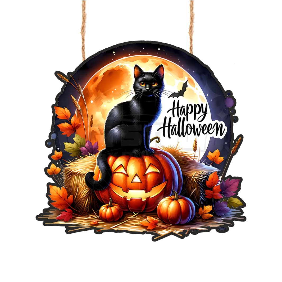 DH106 Decoratiune de Halloween, Happy Halloween, Multicolor, 40x38 cm, DH106 - imagine 1