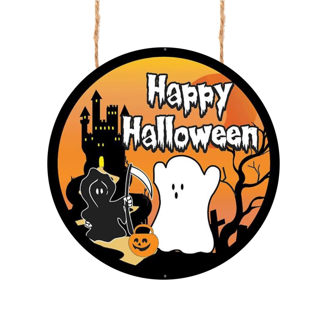 DH109 Decoratiune de Halloween, Happy Halloween, Multicolor, 40x40 cm, DH109 - imagine 1