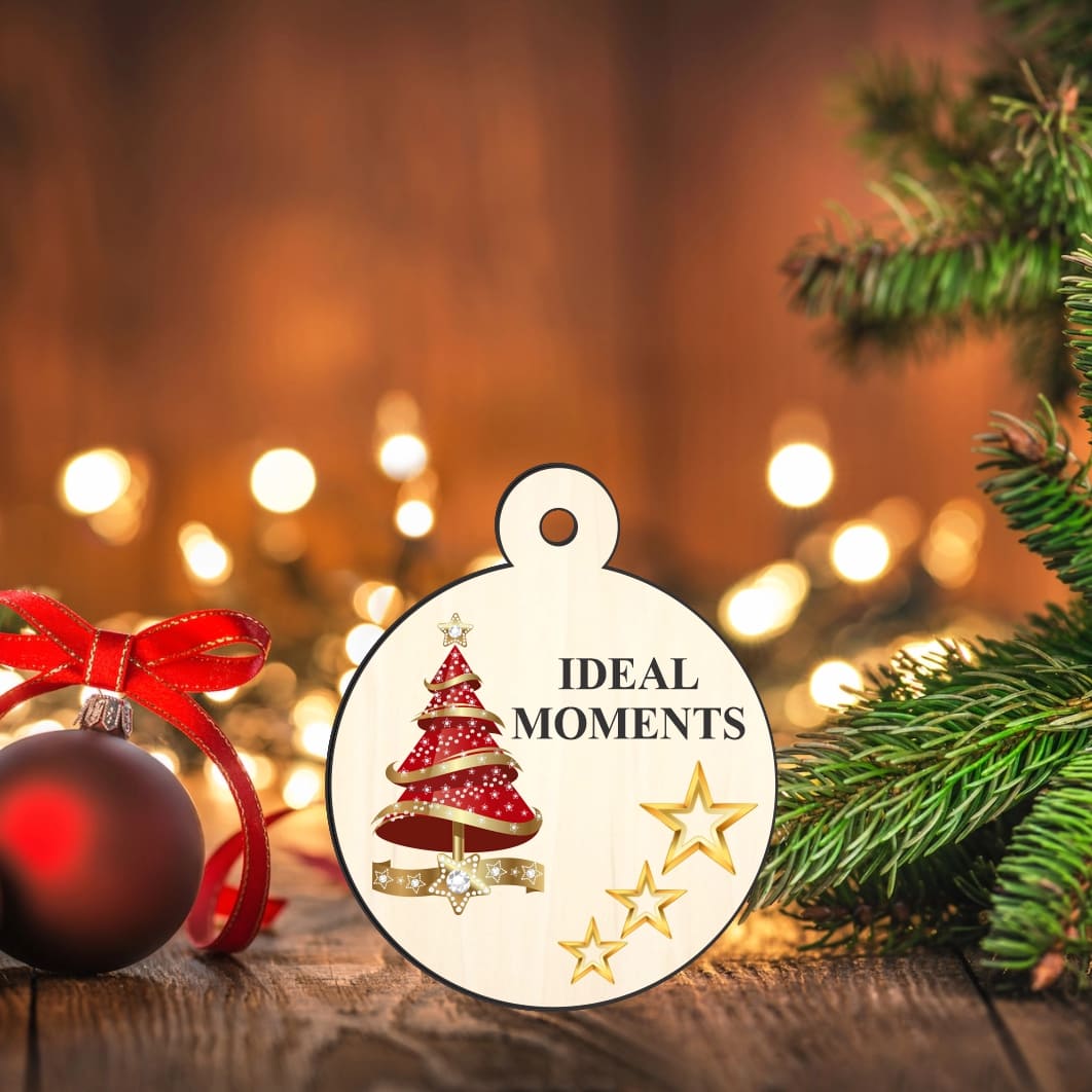 GLUV045.. Glob Lemn, Craciun, Personalizat, Multicolor, 9cm, GLUV045 - imagine 2