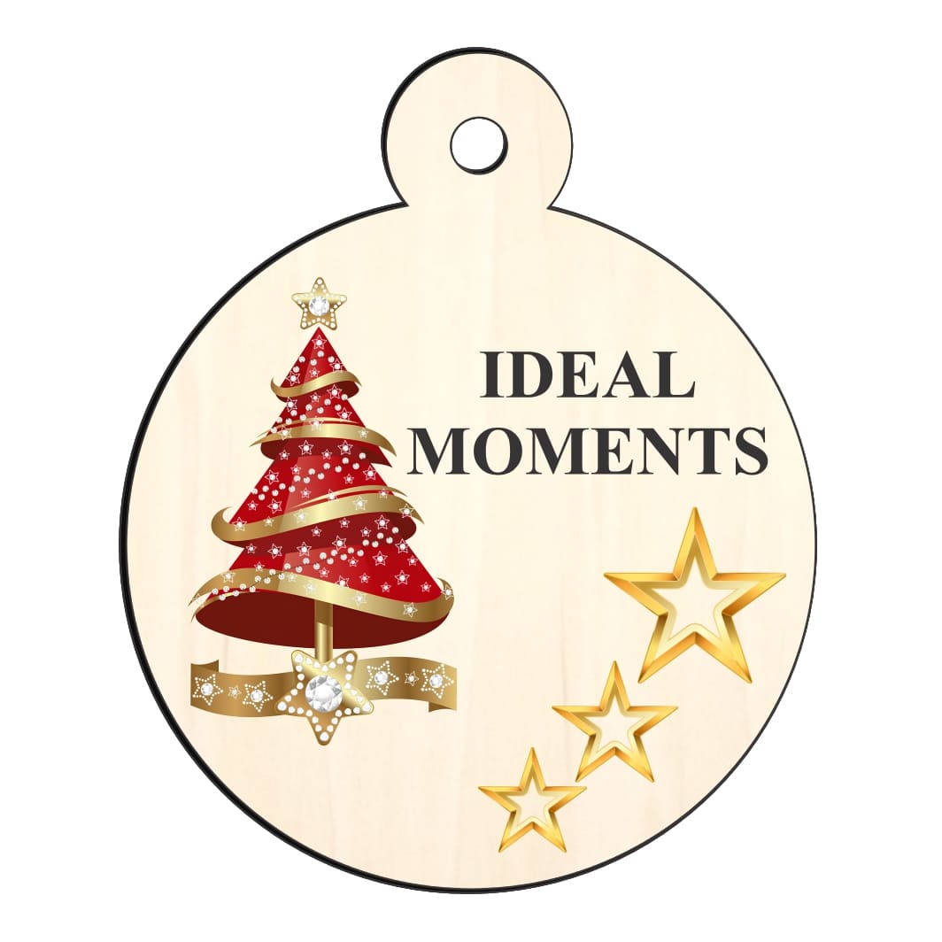 GLUV045 Glob Lemn, Craciun, Personalizat, Multicolor, 9cm, GLUV045 - imagine 1