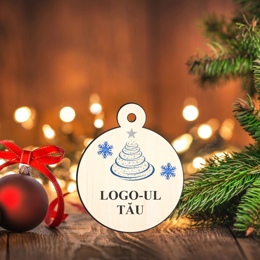 GLUV047.. Glob Lemn, Craciun, Personalizat, Multicolor, 9cm, GLUV047 - imagine 2