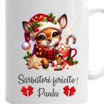 Cana de Craciun, Alba, Personalizata, Ren, 350 ml, CNCUV001 - imagine 3