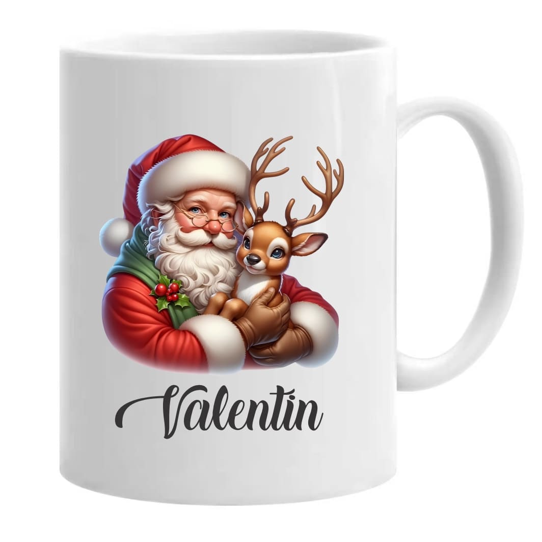 CNCUV002 Cana de Craciun, Alba, Personalizata, Mos Craciun, 350 ml, CNCUV002 - imagine 1