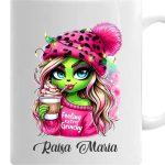 Cana de Craciun, Alba, Personalizata, Lady Grinch, 350 ml, CNCUV004 - imagine 3