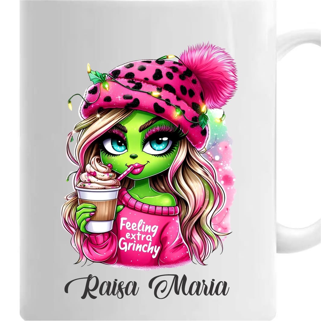 CNCUV004.. Cana de Craciun, Alba, Personalizata, Lady Grinch, 350 ml, CNCUV004 - imagine 3