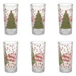 Set 6 Pahare, Sticla Transparenta, Craciun, 250ml, DCJ463