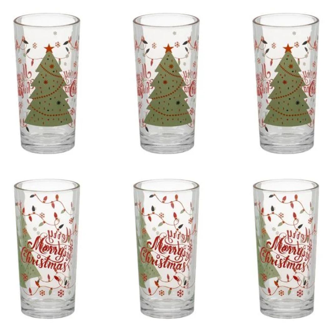 DCJ463 Set 6 Pahare, Sticla Transparenta, Craciun, 250ml, DCJ463 - imagine 1