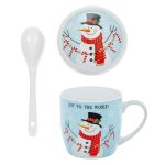 Set Cana de Craciun, Portelan, Om de Zapada, Capac, Lingurita, 350ml, DCJ479 - imagine 2