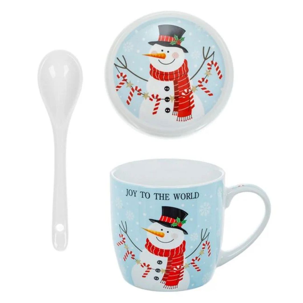 DCJ479, Set Cana de Craciun, Portelan, Om de Zapada, Capac, Lingurita, 350ml, DCJ479 - imagine 2
