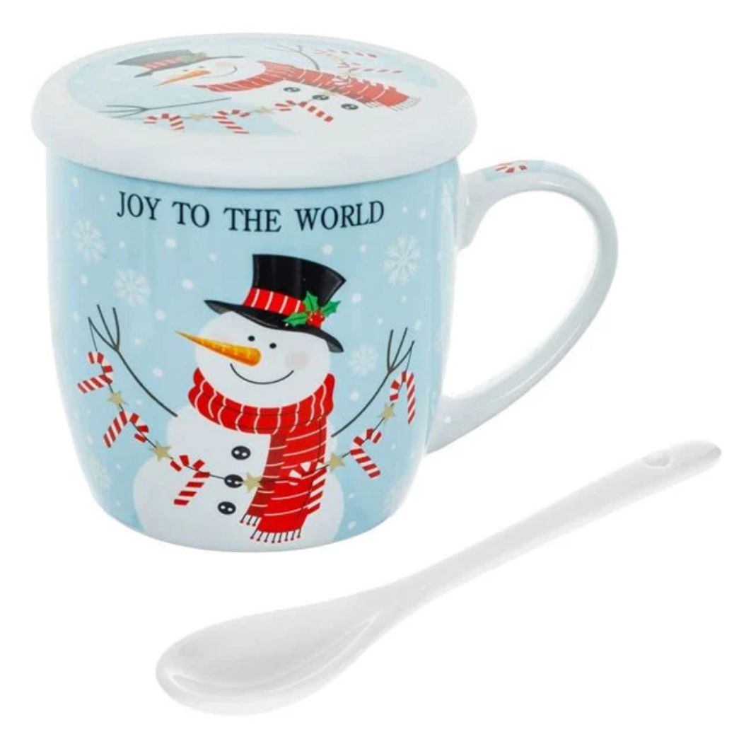 DCJ479 Set Cana de Craciun, Portelan, Om de Zapada, Capac, Lingurita, 350ml, DCJ479 - imagine 1