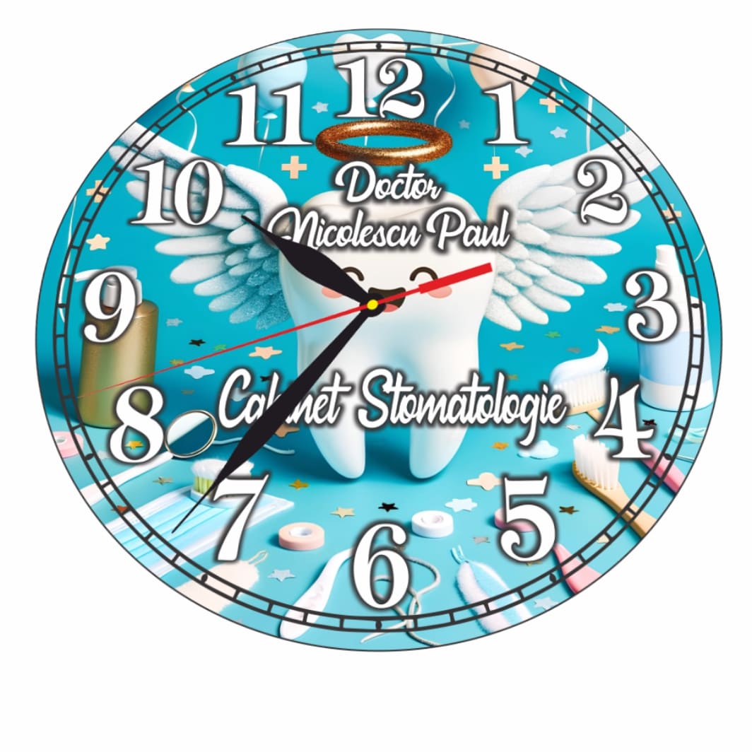 CDRUV052.. Ceas personalizat pentru Cabinet Stomatologie, Lemn, 40 cm, CDRUV052 - imagine 4