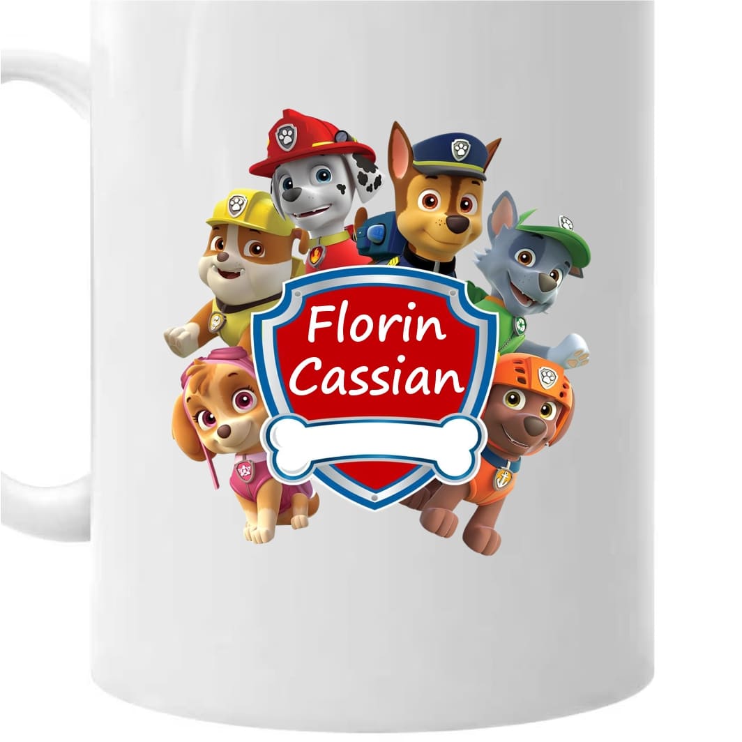 CDUV002. Cana personalizata, Alba, Patrula Catelusilor, 350 ml, CDUV002 - imagine 2