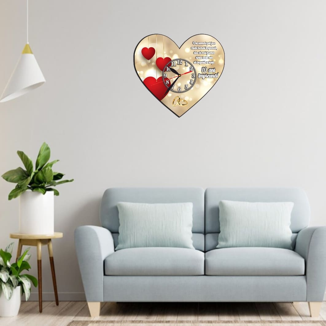 CAVUV004. Ceas Aniversar, Personalizat, Lemn, 40cm, CAVUV004 - imagine 2