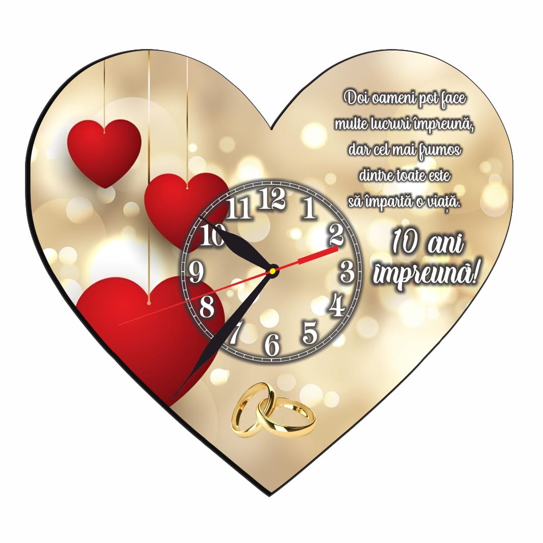 CAVUV004 Ceas Aniversar, Personalizat, Lemn, 40cm, CAVUV004 - imagine 1