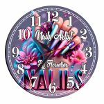Ceas Nails-Artist, Manichiura, Personalizat, Lemn, 40 cm, CMSUV015