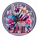 Ceas Nails-Artist, Manichiura, Personalizat, Lemn, 40 cm, CMSUV015 - imagine 4