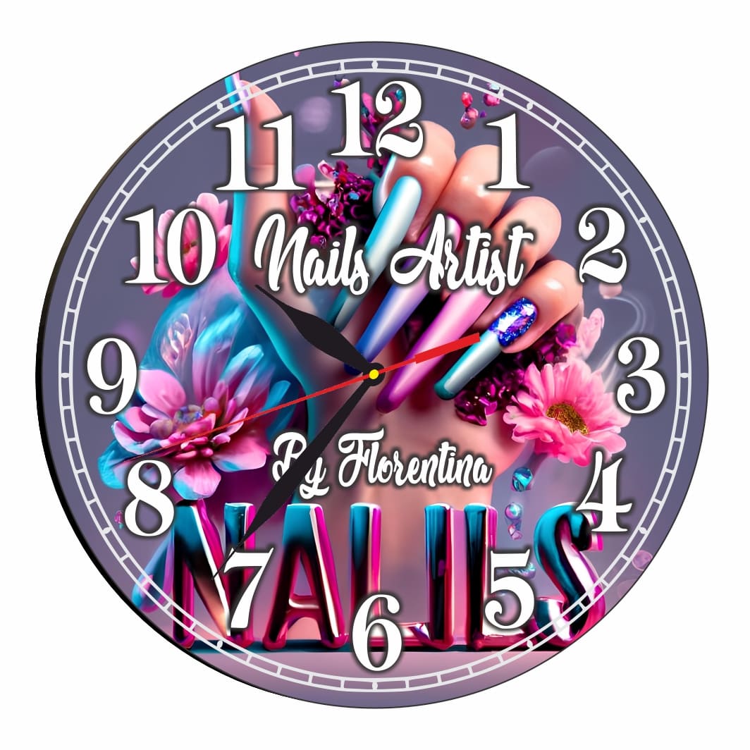 CMSUV015 Ceas Nails-Artist, Manichiura, Personalizat, Lemn, 40 cm, CMSUV015 - imagine 1