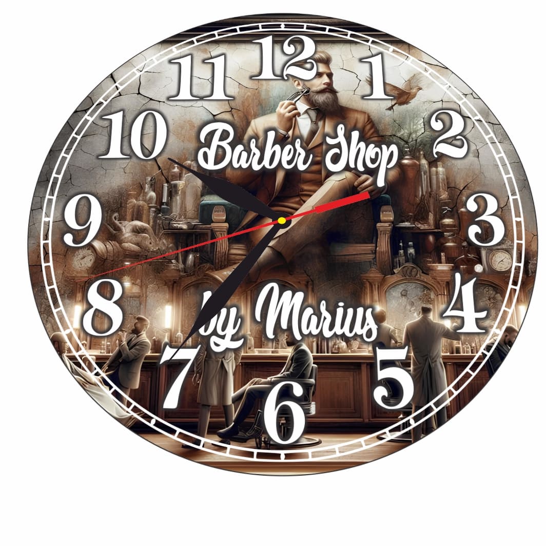 CMSUV021.. Ceas Barber Shop, Personalizat, Lemn, 40 cm, CMSUV021 - imagine 5