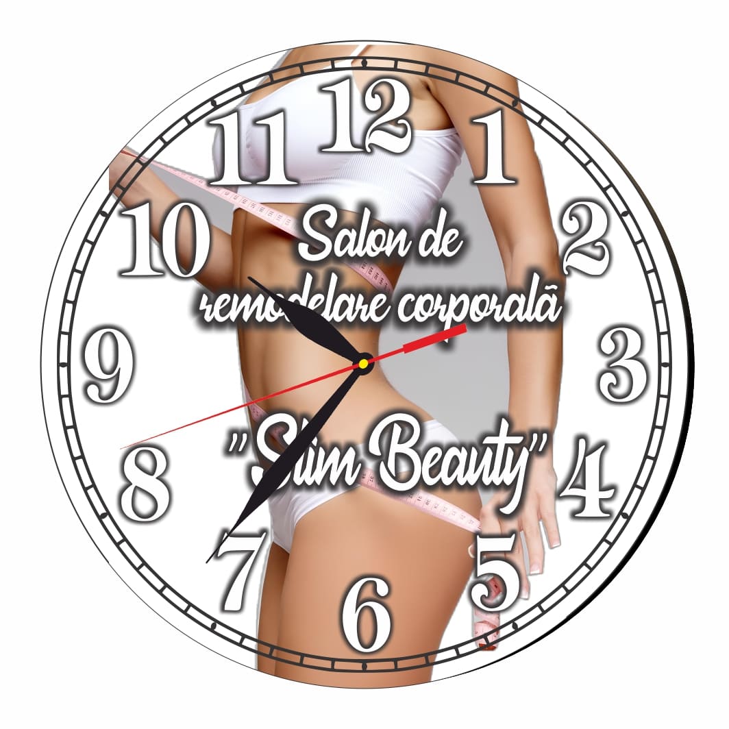 CMSUV028. Ceas Salon Remodelare Corporala, Personalizat, Lemn, 40 cm, CMSUV028 - imagine 4