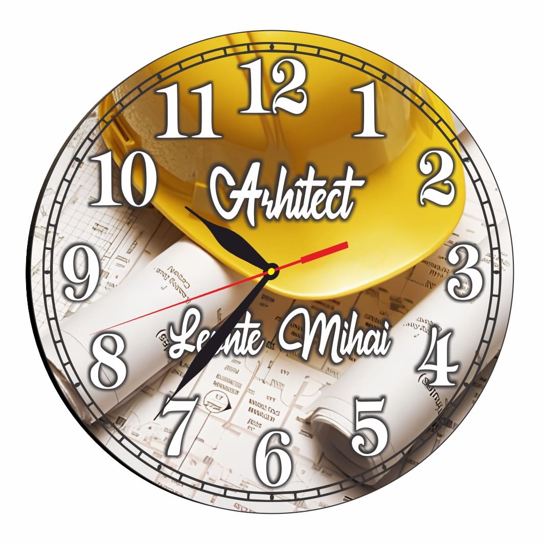 CMSUV067 Ceas Arhitect, Personalizat, Lemn, 40 cm, CMSUV067 - imagine 1