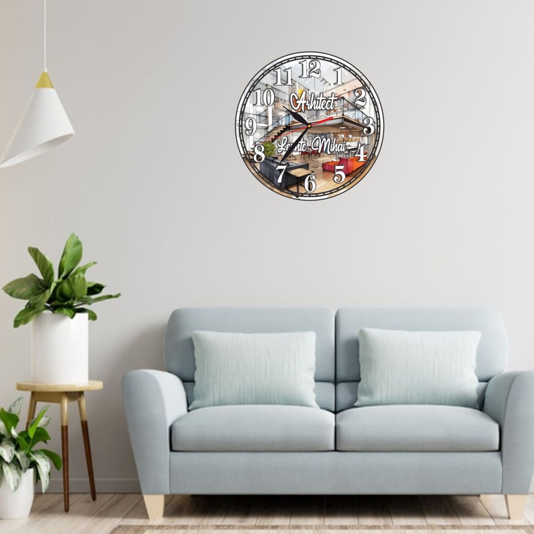 CMSUV068... Ceas Arhitect, Personalizat, Lemn, 40 cm, CMSUV068 - imagine 2