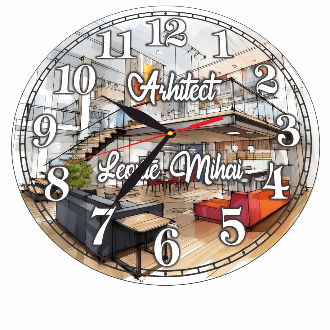 CMSUV068.. Ceas Arhitect, Personalizat, Lemn, 40 cm, CMSUV068 - imagine 5