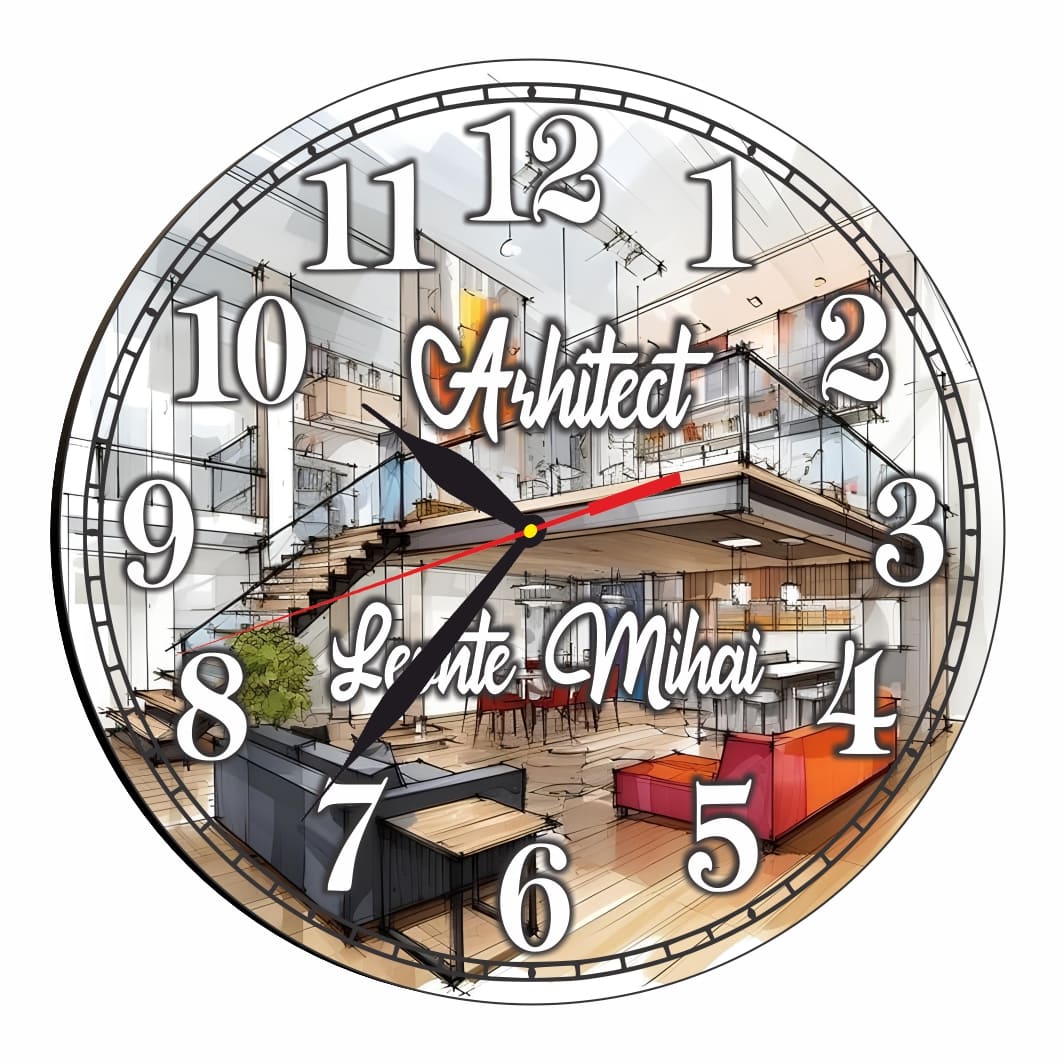 CMSUV068. Ceas Arhitect, Personalizat, Lemn, 40 cm, CMSUV068 - imagine 4