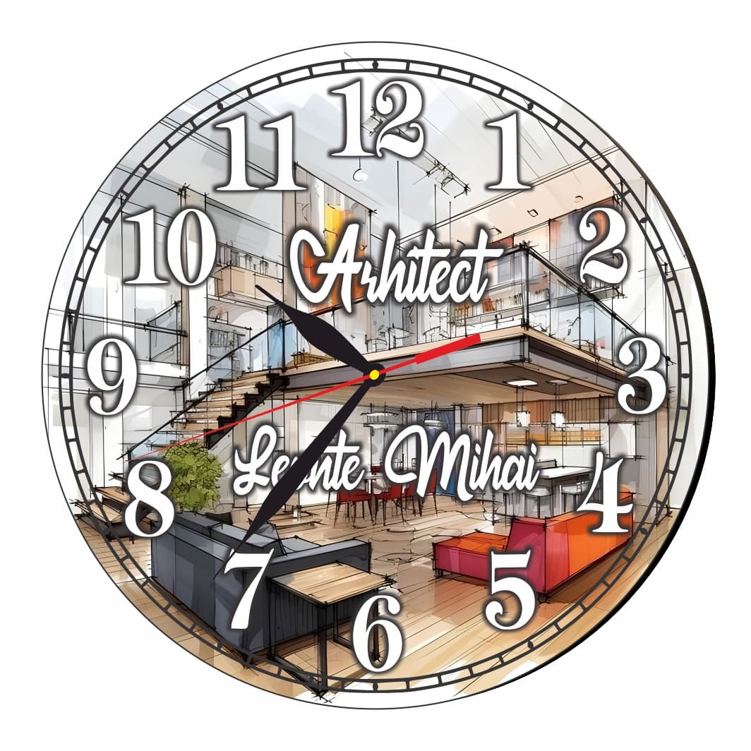 CMSUV068 Ceas Arhitect, Personalizat, Lemn, 40 cm, CMSUV068 - imagine 1