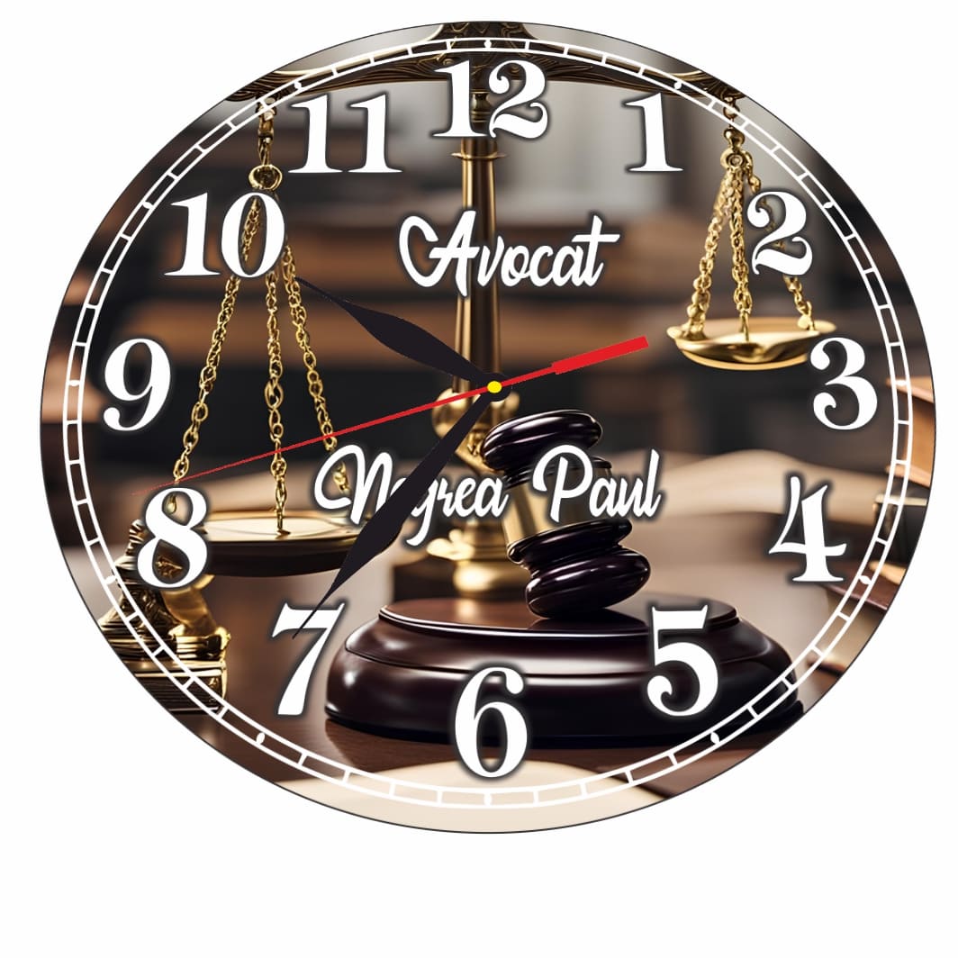 CMSUV075.. Ceas Avocat, Personalizat, Lemn, 40 cm, CMSUV075 - imagine 5