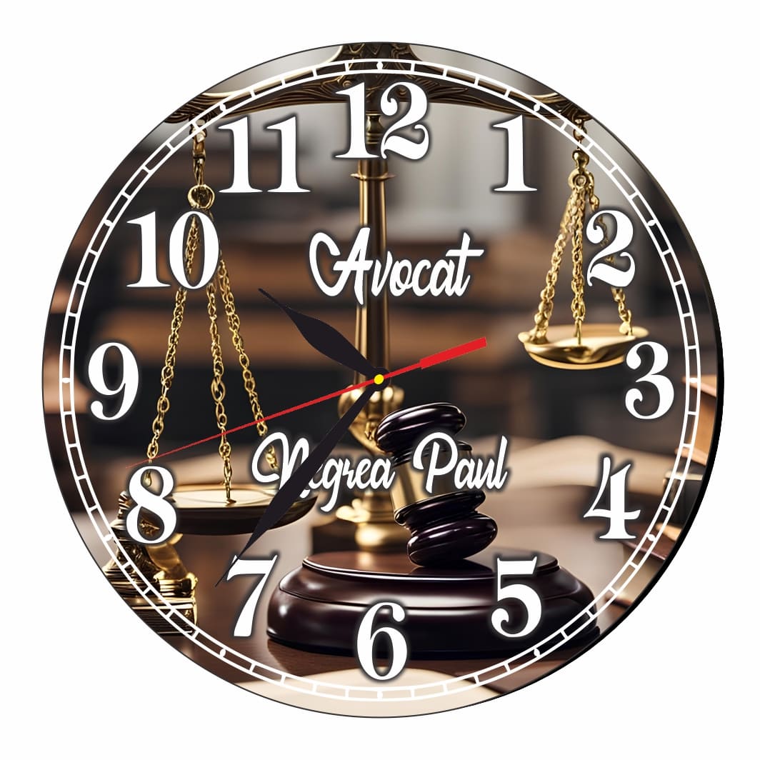 CMSUV075. Ceas Avocat, Personalizat, Lemn, 40 cm, CMSUV075 - imagine 4