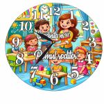 Ceas Gradinita, Scoala, Personalizat, Lemn, 40 cm, CMSUV090 - imagine 5