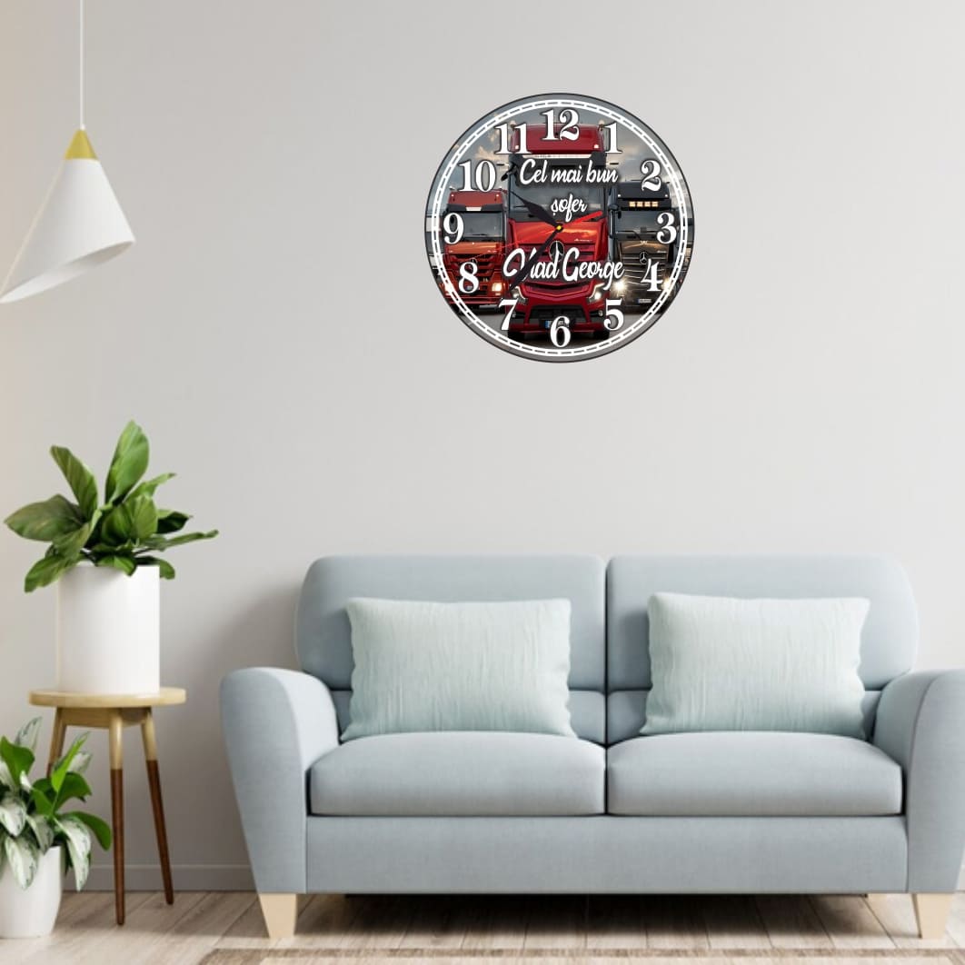 CMSUV112... Ceas Sofer, Tirist, Personalizat, Lemn, 40 cm, CMSUV112 - imagine 2