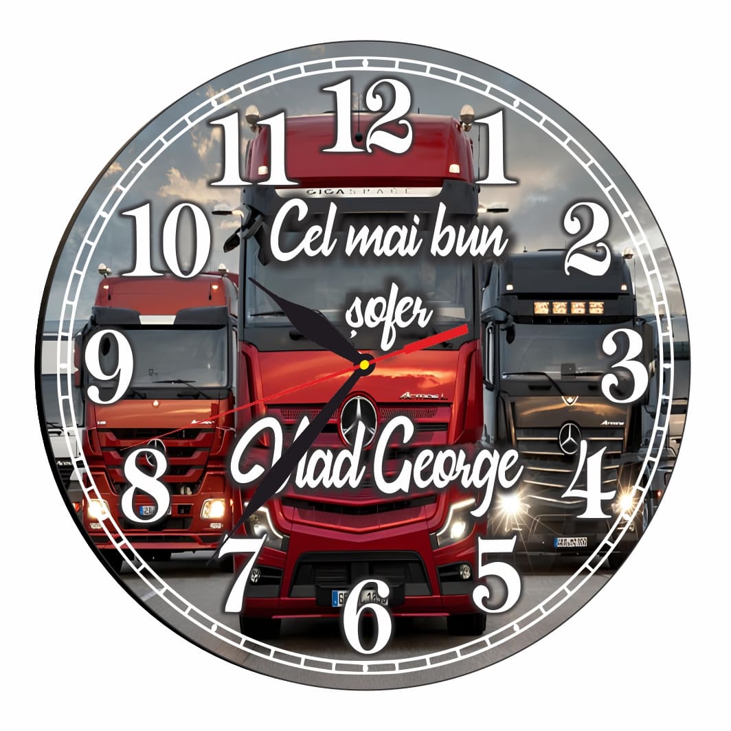 CMSUV112. Ceas Sofer, Tirist, Personalizat, Lemn, 40 cm, CMSUV112 - imagine 4