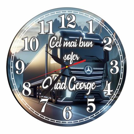 Ceas Sofer, Tirist, Personalizat, Lemn, 40 cm, CMSUV113